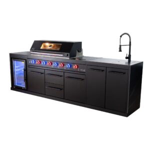 מטבח חוץ 6 מבערים כולל כיור ומקרר דגם ברקאי