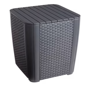 שולחן לוזון דמוי ראטן כולל אחסון - אפור כהה